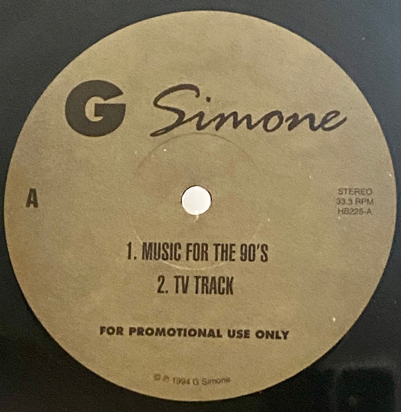 G. Simone – Music For The 90's / I Know, You Know (1994, Vinyl