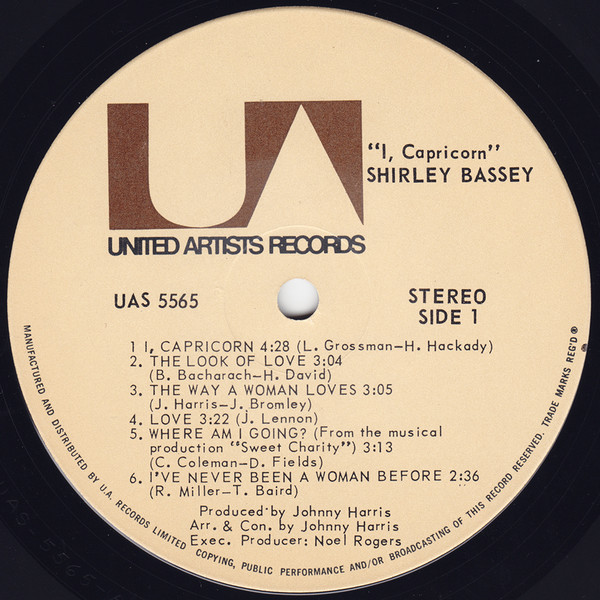 Shirley Bassey - I, Capricorn | United Artists Records (UAS 5565) - 3