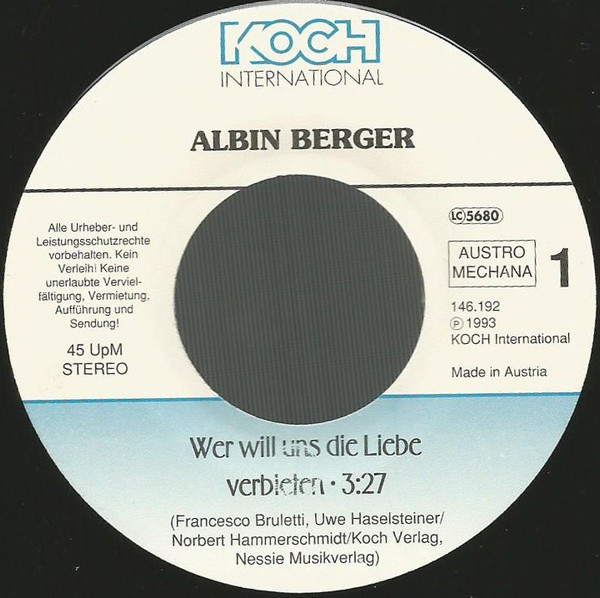 télécharger l'album Albin Berger - Wer Will Uns Die Liebe Verbieten