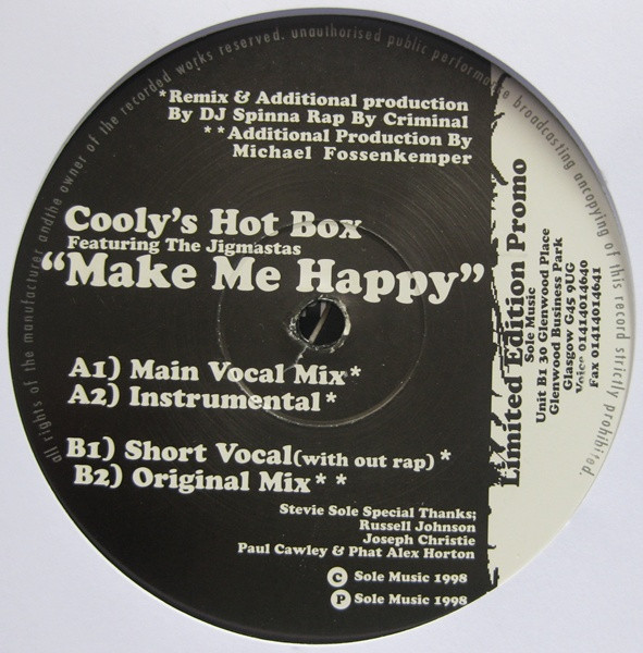 Cooly's Hot Box Featuring The Jigmastas – Make Me Happy (1998