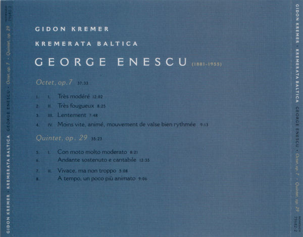 descargar álbum George Enescu Gidon Kremer, Kremerata Baltica - Octet Op 7 Quintet Op 29