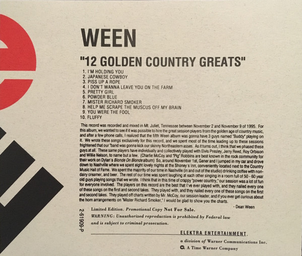 Ween - 12 Golden Country Greats | Releases | Discogs