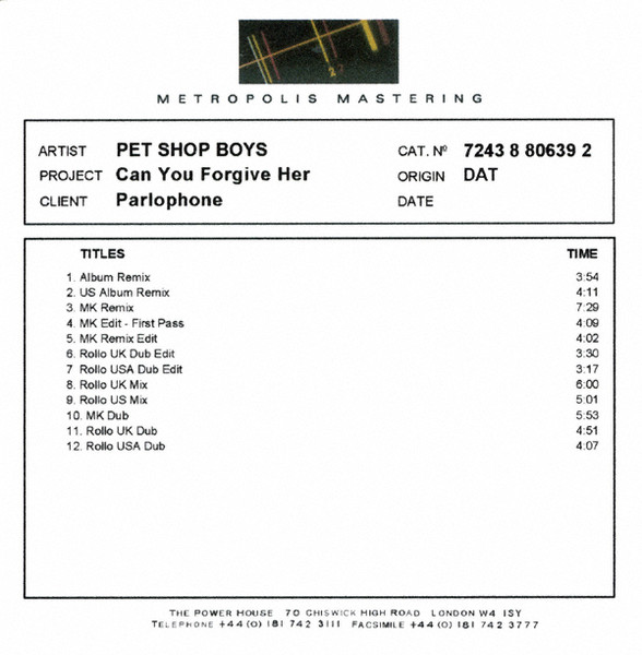 Pet Shop Boys – Can You Forgive Her (CDr) - Discogs