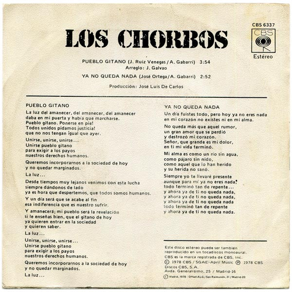 descargar álbum Los Chorbos - Pueblo Gitano
