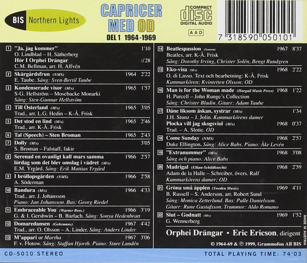 baixar álbum Orphei Drängar, Eric Ericson - Capricer Med OD Del 1 1964 1969