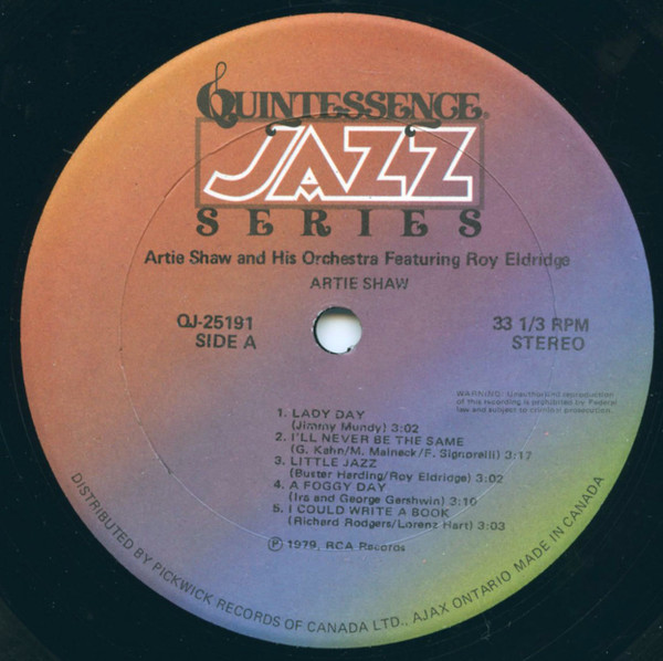 Artie Shaw And His Orchestra - Featuring  Roy Eldridge | Quintessence (QJ-25191) - 3