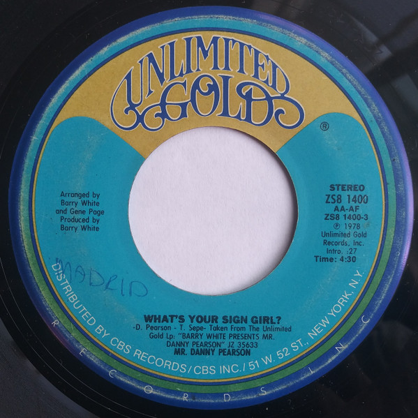 Mr. Danny Pearson – What's Your Sign Girl? (1978, Santa Maria