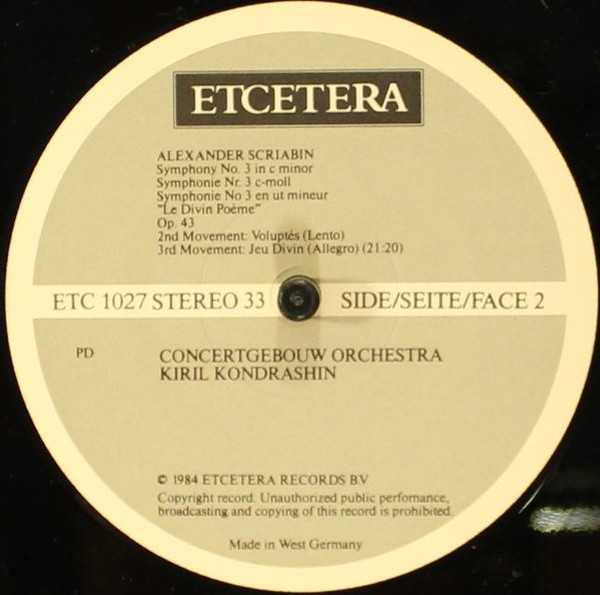 last ned album Scriabin Concertgebouw Orchestra Kiril Kondrashin - Symphony No 3 Le Divin Poeme