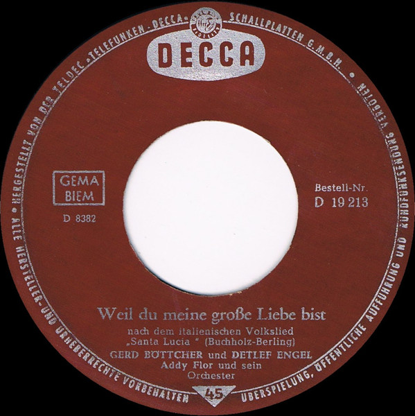 ladda ner album Gerd Böttcher und Detlef Engel - Weil Du Meine Große Liebe Bist Santa Lucia Heim Heim Möcht Ich Ziehen