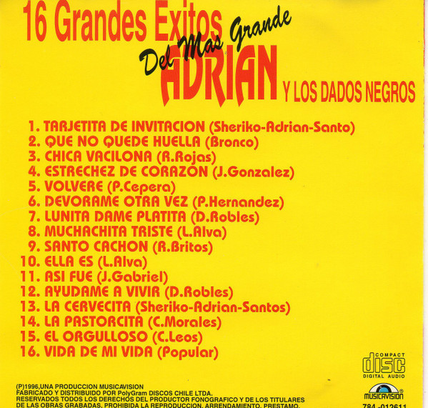 ladda ner album Adrian Y Los Dados Negros - 16 Grandes Éxitos Del Más Grande