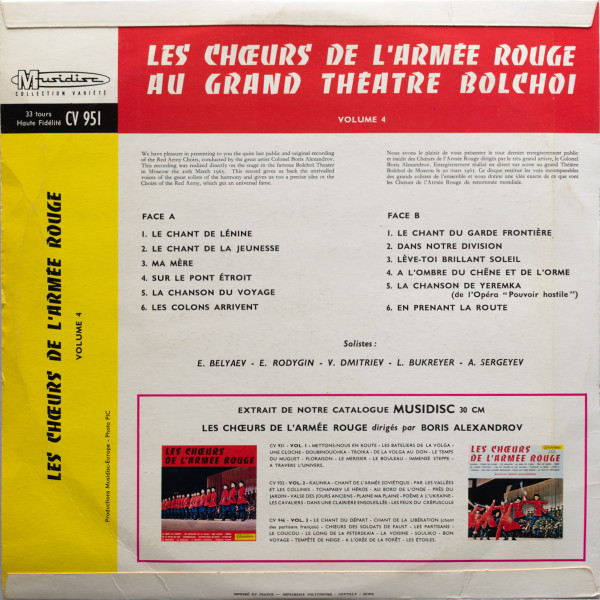 descargar álbum Les Choeurs De L'Armée Rouge - Les Choeurs De LArmée Rouge Au Grand Théâtre Bolchoï Volume 4