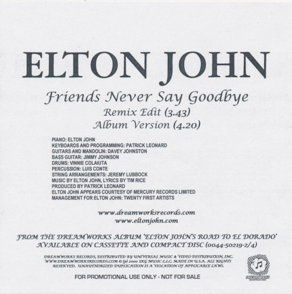 Album herunterladen Elton John - Friends Never Say Goodbye