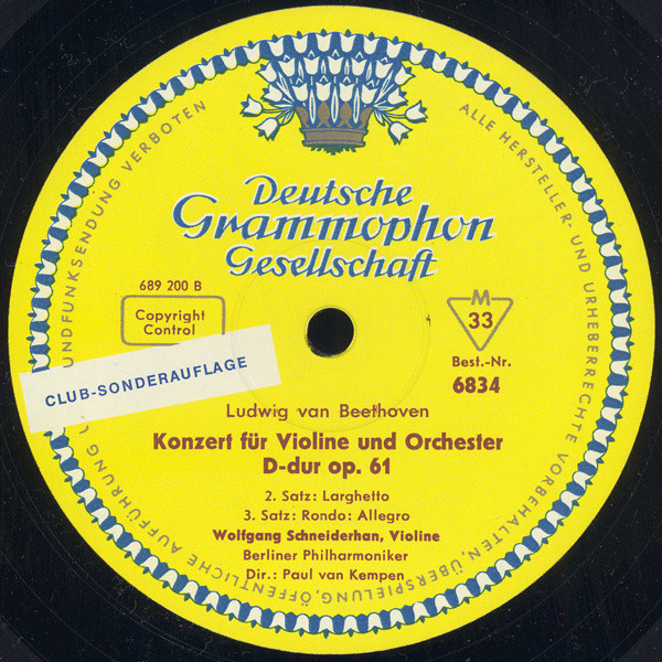 baixar álbum Beethoven, Wolfgang Schneiderhan Berliner Philharmoniker Paul van Kempen - Konzert Für Violine Und Orchester D Dur Op 61