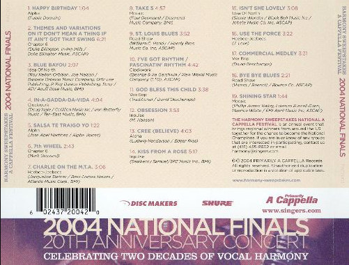 ladda ner album Various - Harmony Sweepstakes A Cappella Festival 2004 National Finals 20th Anniversary Concert