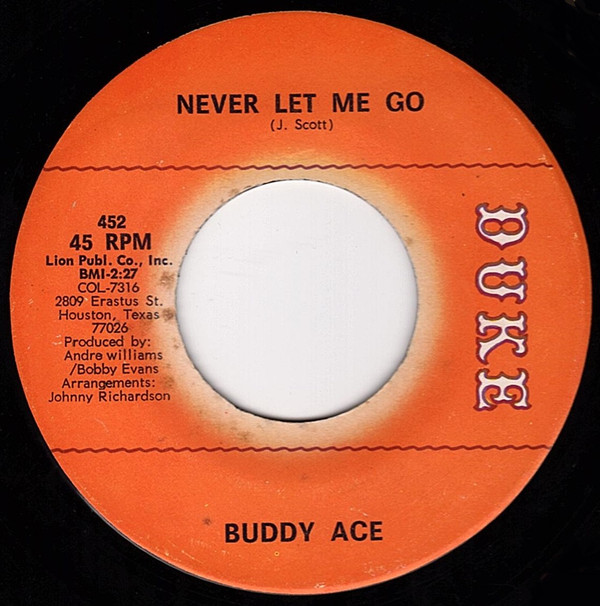 télécharger l'album Buddy Ace - Shes My Baby Never Let Me Go