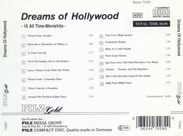 ladda ner album Various - Dreams Of Hollywood 16 All Time Moviehits