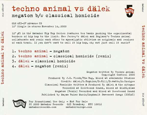baixar álbum Techno Animal vs Dälek - Megaton bw Classical Homicide