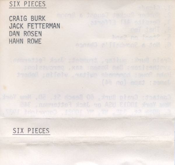 last ned album Craig Burk ' Jack Fetterman ' Dan Rosen ' Hahn Rowe - Six Pieces