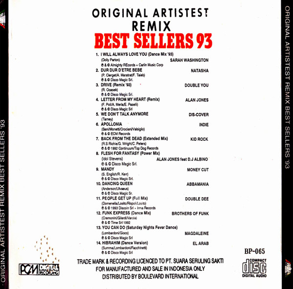 last ned album Various - Original Artistest Remix Best Sellers 93