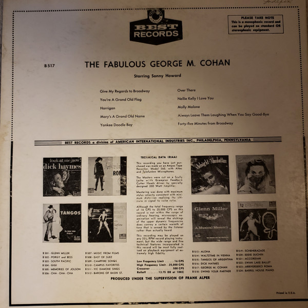 ladda ner album George M Cohan, Sonny Howard, Maury Laws - The Fabulous George M Cohan
