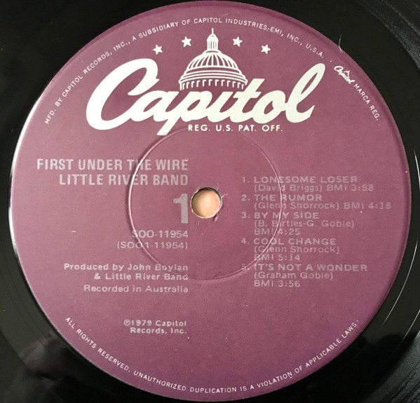 Little River Band - First Under The Wire | Capitol Records (SOO-11954) - 5