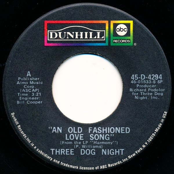 Three Dog Night - An Old Fashioned Love Song | Releases | Discogs