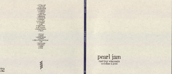 Pearl Jam – East Troy, Wisconsin - October 8 , 2000 (2001, CD