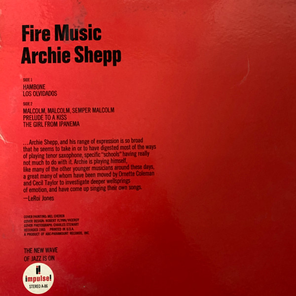 Archie Shepp – Fire Music (1965, Vinyl) - Discogs