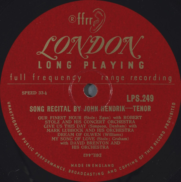 last ned album John Hendrik - Long Recital By John Hendrik Tenor With Orchestra