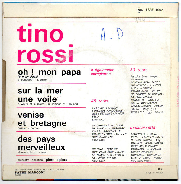 télécharger l'album Tino Rossi - Oh Mon Papa