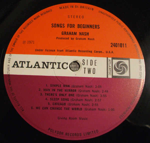 Graham Nash - Songs For Beginners | Atlantic (240 1011) - 4