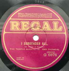 The Temple Quartette - I Surrender All / The Glory Song album cover