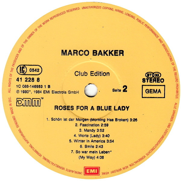 last ned album Marco Bakker - Roses For A Blue Lady