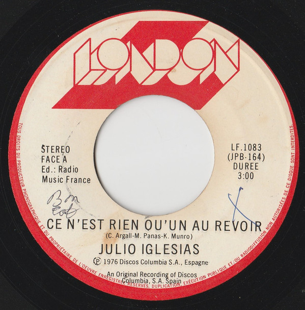 Album herunterladen Julio Iglesias - Ce NEst Rien QuUn Au Revoir
