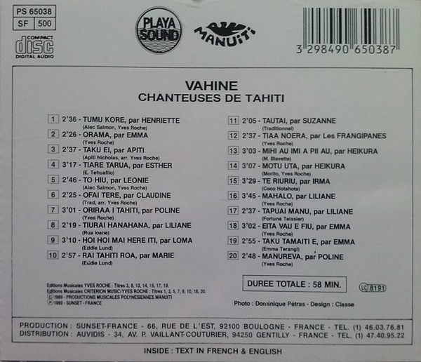 télécharger l'album Various - Les Chanteuses De Tahiti Vahine