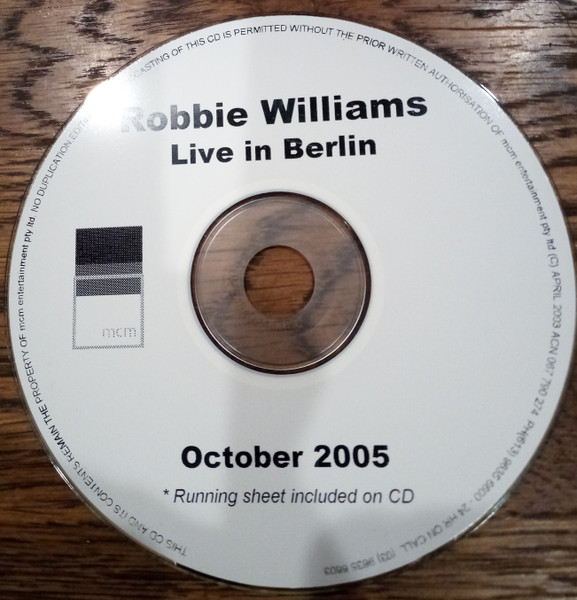 en progreso Diariamente Emigrar Robbie Williams – Live In Berlin (CDr) - Discogs