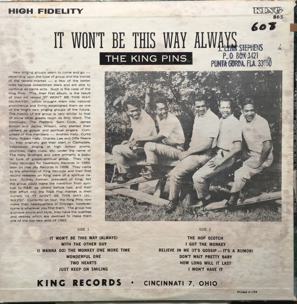 The King Pins – It Won't Be This Way Always (1963, Vinyl) - Discogs