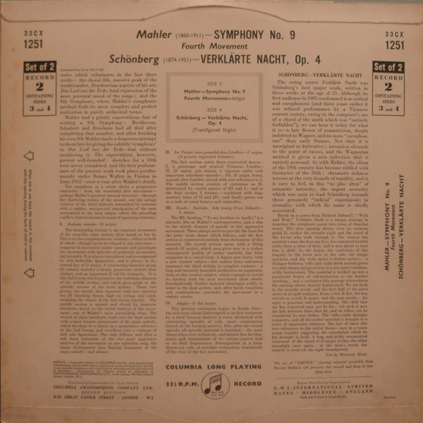 télécharger l'album Mahler Schönberg Paul Kletzki Israel Philharmonic Orchestra - Symphony No 9 4th Movement Verkläte Nacht