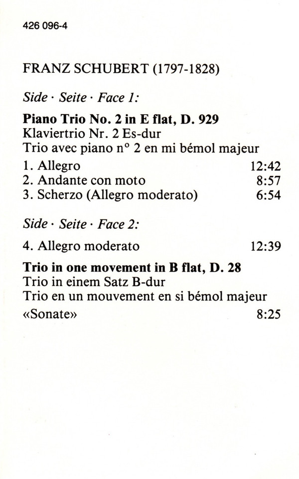 descargar álbum Schubert Beaux Arts Trio - Piano Trio Klaviertrio Nr2 D929 Trio D28 Sonate