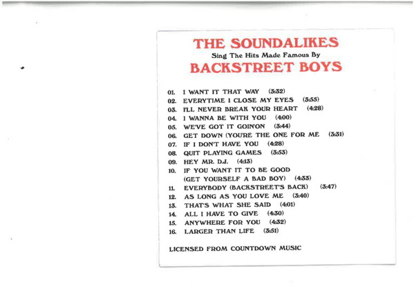 lataa albumi The Soundalikes - Sing The Hits Made Famous By Backstreet Boys