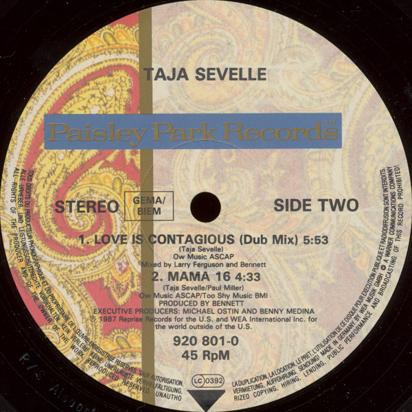 Taja Sevelle - Love Is Contagious (Extended Version) | Paisley Park (920 801-0) - 4