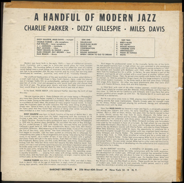 lataa albumi Charlie Parker, Dizzy Gillespie, Miles Davis - A Handful Of Modern Jazz