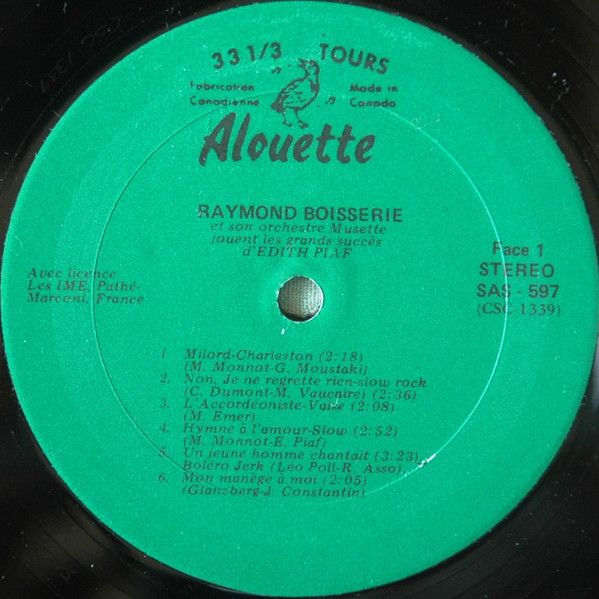 ladda ner album Raymond Boisserie Et Son Orchestre Musette - Jouent Les Grands Succès DÉdith Piaf