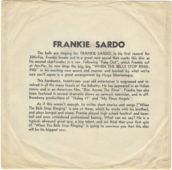 télécharger l'album Frankie Sardo - When The Bells Stop Ringing