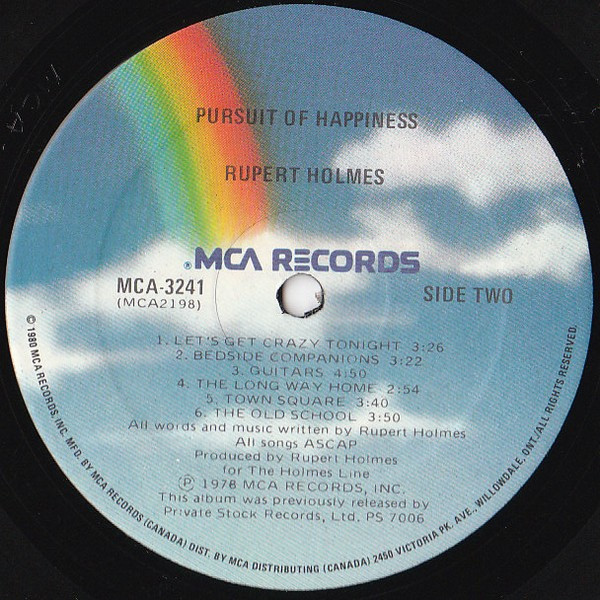 Rupert Holmes - Pursuit of Happiness LP Vinyl Record MCA-3241