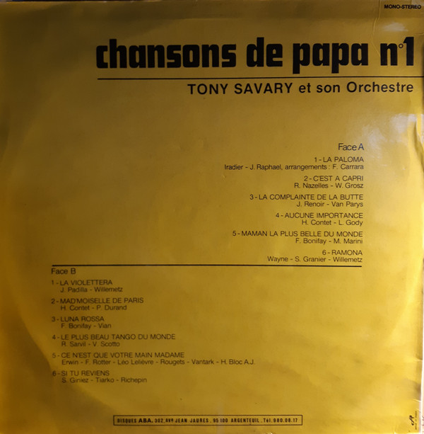 baixar álbum Tony Savary Et Son Orchestre - Chansons De Papa N1