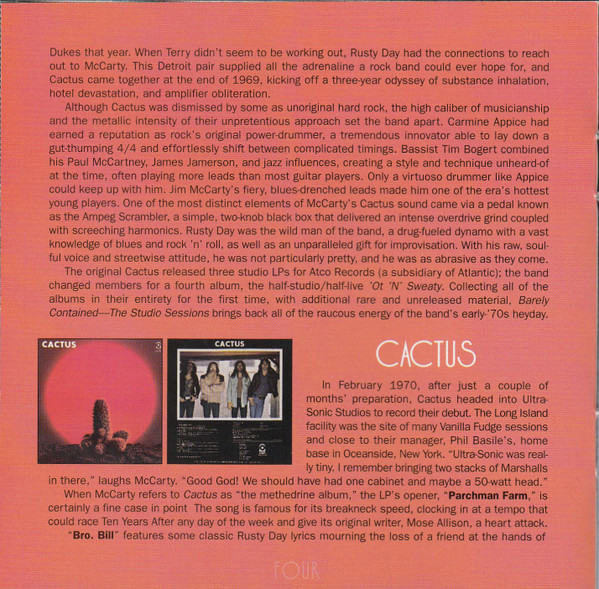 Cactus - Barely Contained - The Studio Sessions | Releases | Discogs