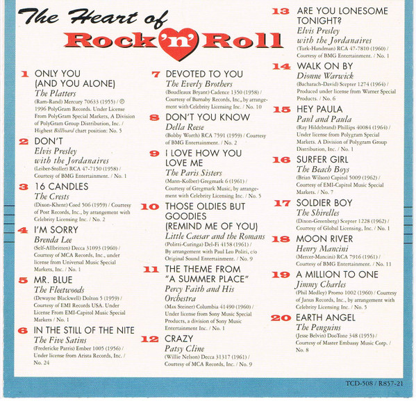 descargar álbum Various - The Heart of Rock N Roll Slow Dancing Classics