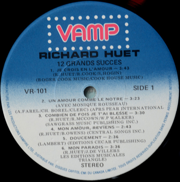 Richard Huet - 12 Grands Succès | Vamp (VR 101) - 3