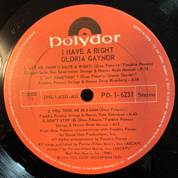 Gloria Gaynor - I Have A Right | Polydor (PD-1-6231) - 3